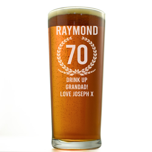 Personalised Pint Glass - 70th Birthday - Click Image to Close