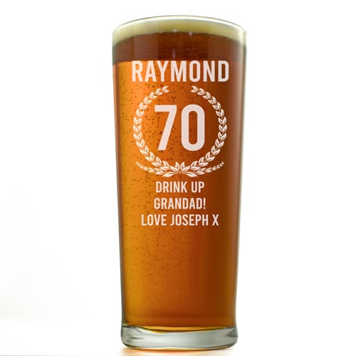 Personalised Pint Glass - 70th Birthday