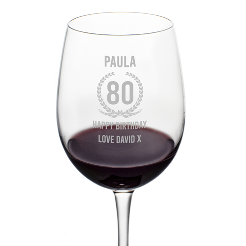 Personalised Wine Glass - 80th Birthday