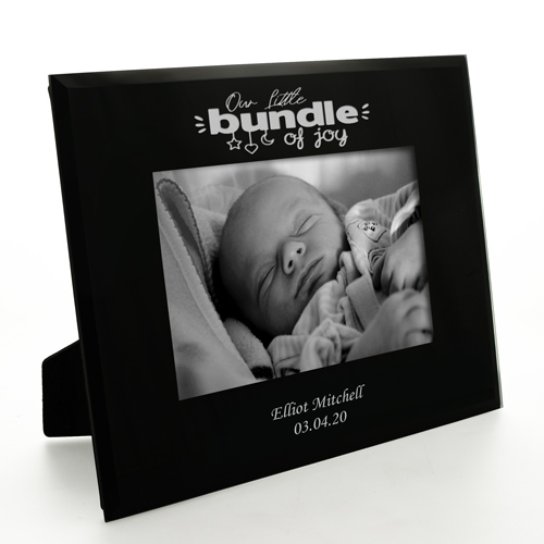 Personalised Black Glass Frame - Bundle Of Joy