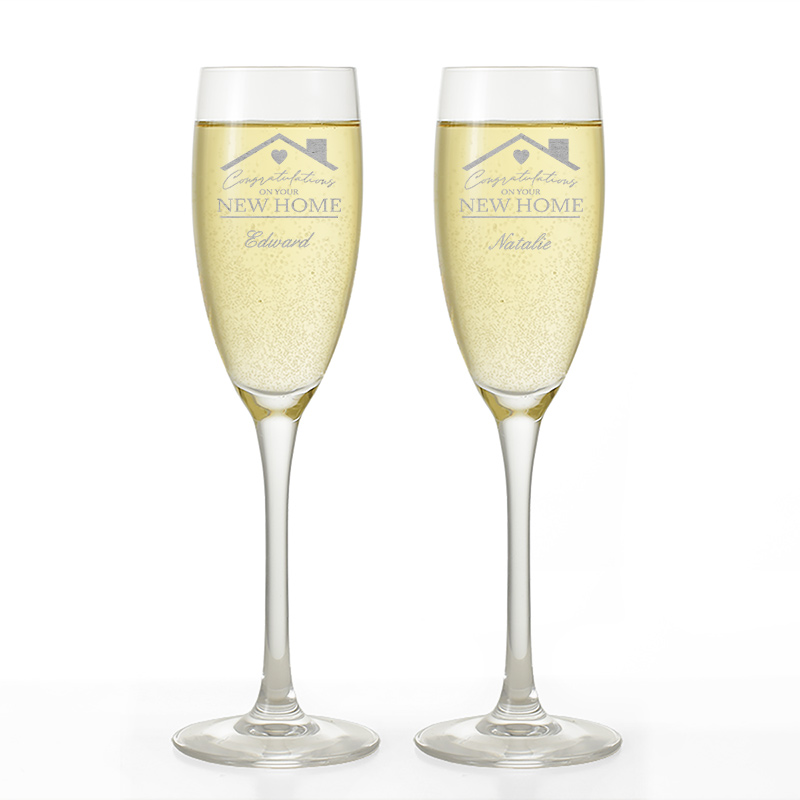 Personalised Champagne Flute Pair - New Home