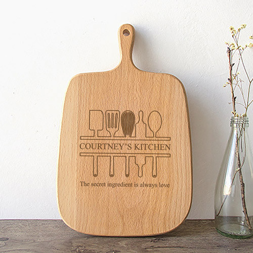 Personalised Handled Chopping Board - Kitchen Utensils