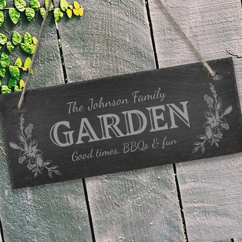 Personalised Garden Hanging Slate Sign