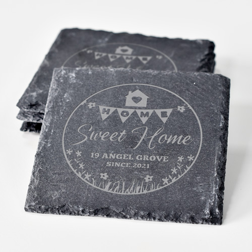 Personalised Slate Coaster Set - Home Sweet Home