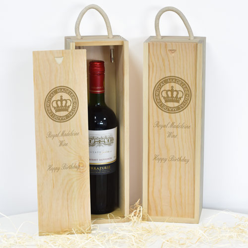 Personalised Sliding Wine Box Any Logo Engraved