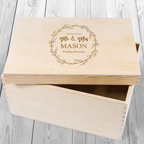 Personalised Wooden Wedding Memory Keepsake Box For Couples