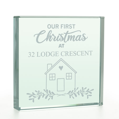 Personalised Glass Token - First Christmas New Home Gift