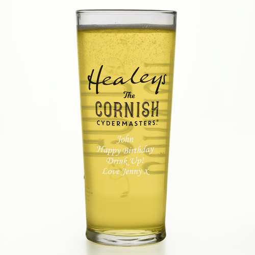 Personalised Cornish Gold Pint Glass Healeys Cyder