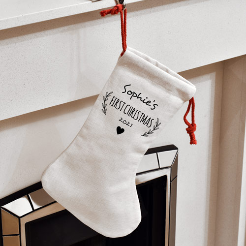 Personalised Christmas Stocking - Baby\'s First Christmas