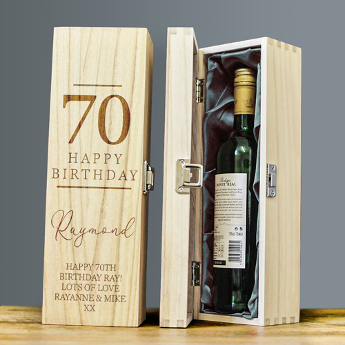 Happy 70th Birthday Personalised Wine Box