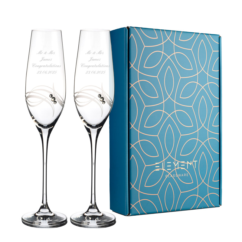 Personalised Apollo Champagne Flute Set With Swarovski Elements