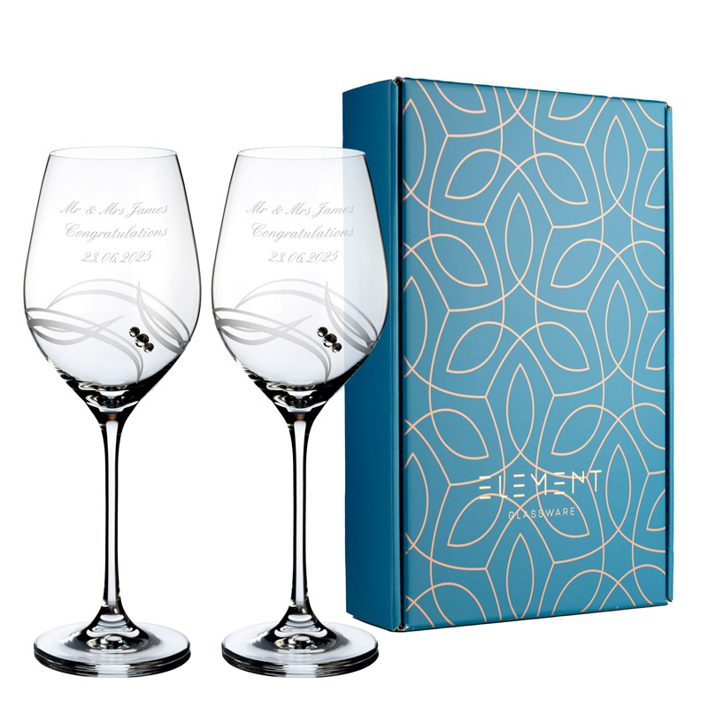 Personalised Apollo Wine Glass Set With Swarovski Elements