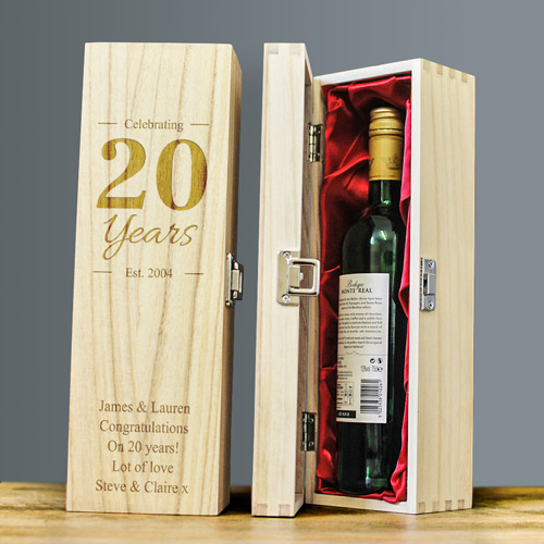 Personalised Wooden Wine Box Anniversary Gift
