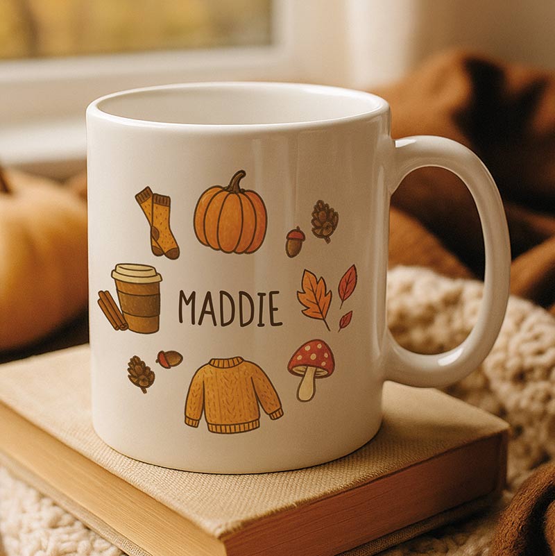 Personalised Autumn Icons Mug