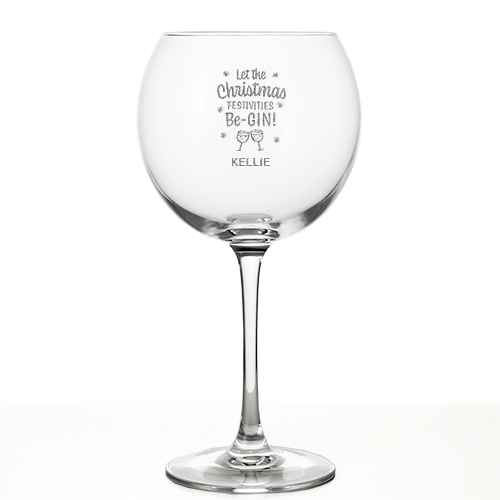 Personalised Let Christmas Be-Gin Gin Glass