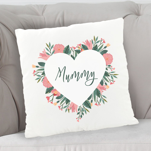 Personalised Mother\'s Day Floral Heart Wreath Cushion
