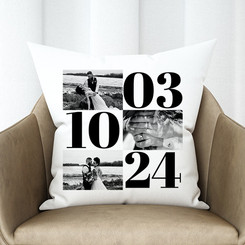 Personalised Wedding Date Photo Cushion