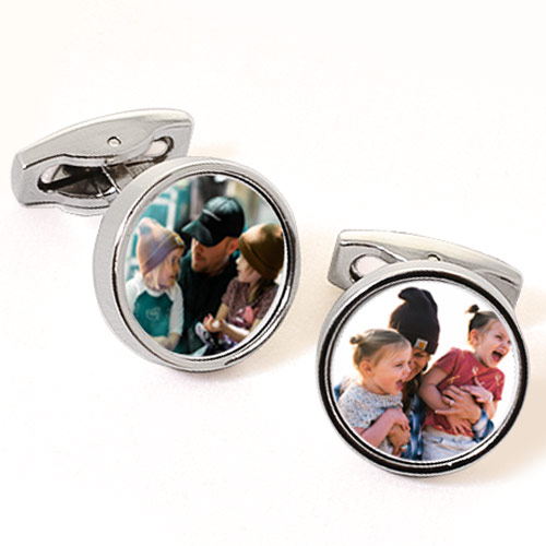 Personalised Photo Upload Chrome Cufflink Set