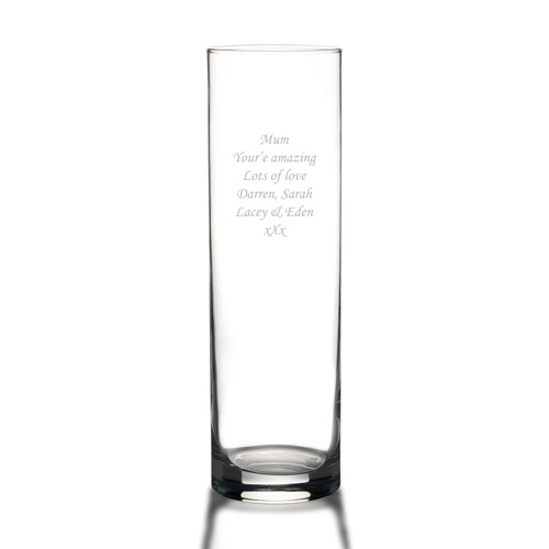 Personalised Tall Cylinder Vase 26cm Any Message Engraved