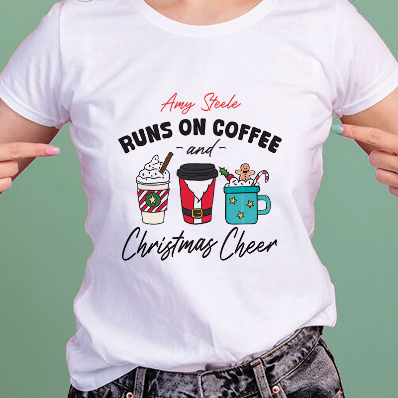 Personalised Coffee And Christmas Cheer T-Shirt