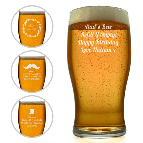 Engraved Tulip Pint Glass Choose Your Bespoke Design