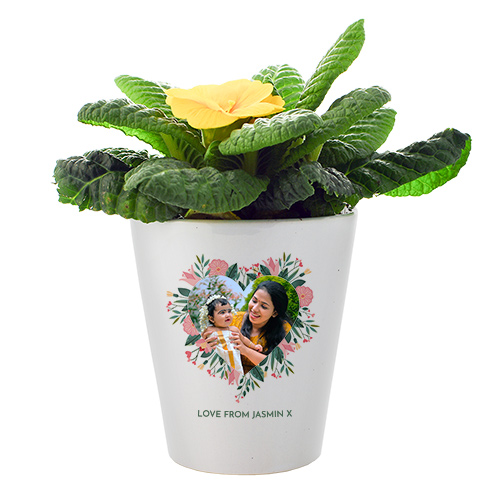 Personalised Photo Upload Heart Floral Wreath Plant Pot