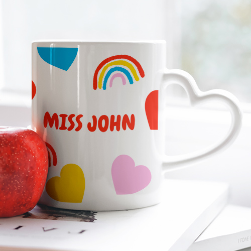 Personalised Big Heart To Teach Little Minds Heart Handle Mug