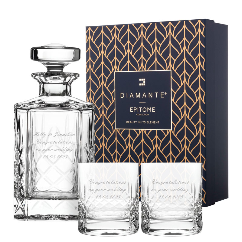 Personalised Mayfair Whiskey Decanter Set And 2 Glasses