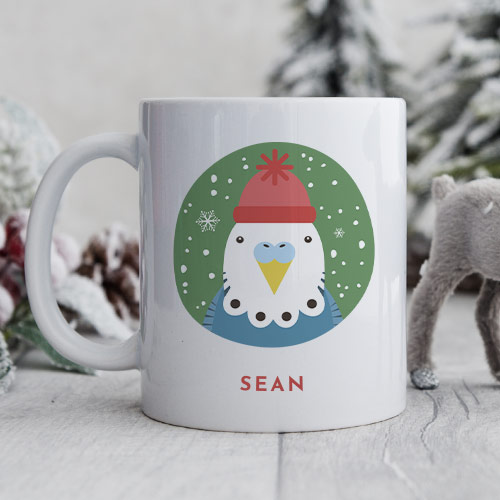 Personalised Budgie Christmas Mug