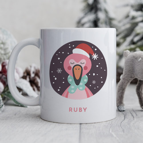 Personalised Flamingo Christmas Mug