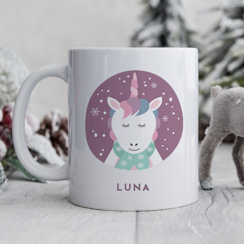 Personalised Unicorn Christmas Mug