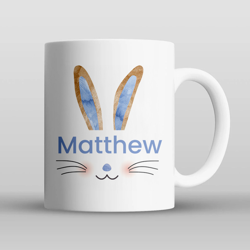 Personalised Any Name Blue Rabbit Ears Mug