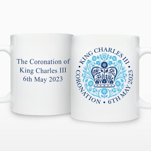 Personalised King Charles III Coronation Mug 2023 - Blue Emblem