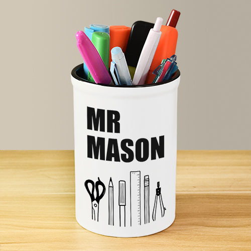 Personalised Black and White Stationery Pen Pot