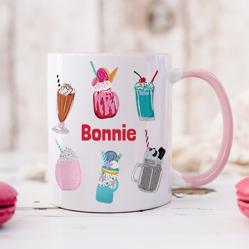 Personalised Milkshake and Freakshake Kids Pink Mug