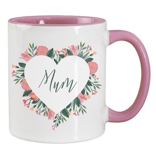 Personalised Mother's Day Floral Heart Wreath Mug - Click Image to Close