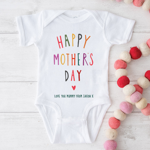Personalised Bright Happy Mother\'s Day Baby Grow