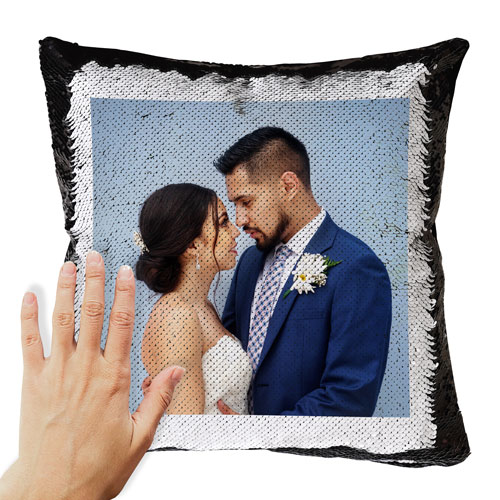 Personalised Sequin Cushion With Photo Upload