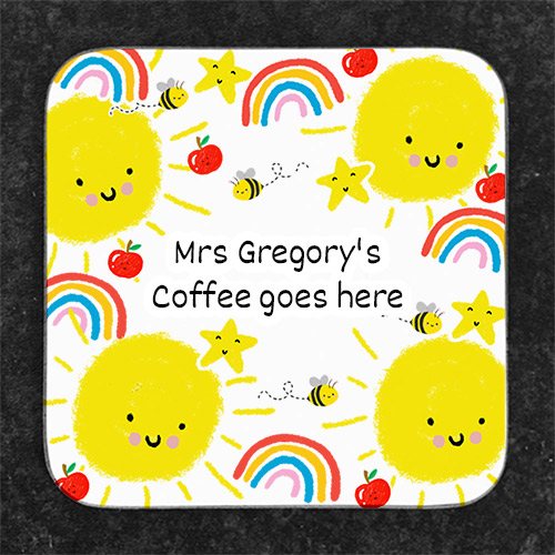 Personalised Thank You Teacher Rainbow Coaster