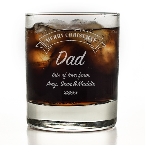 Personalised Merry Christmas Any Message Whiskey Glass