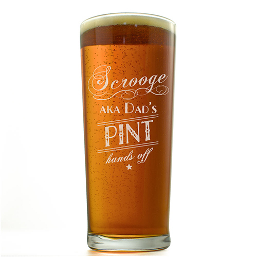 Personalised Christmas Scrooge Traditional Straight Pint Glass