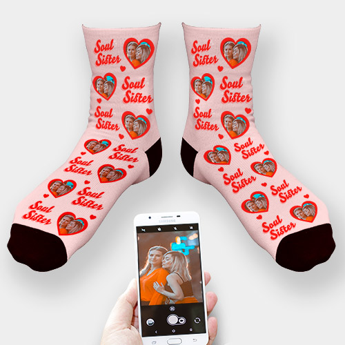 Personalised Photo Upload Soul Sister Galentine Socks