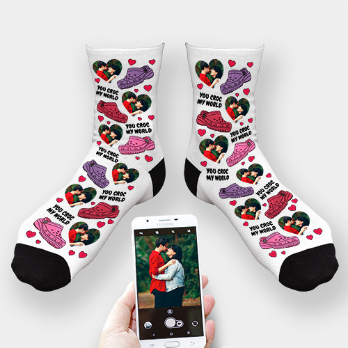 Personalised Photo Croc my World Socks