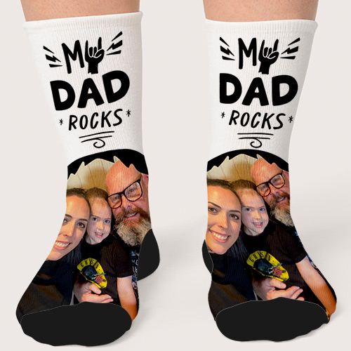 Personalised Dad Rocks Photo Socks