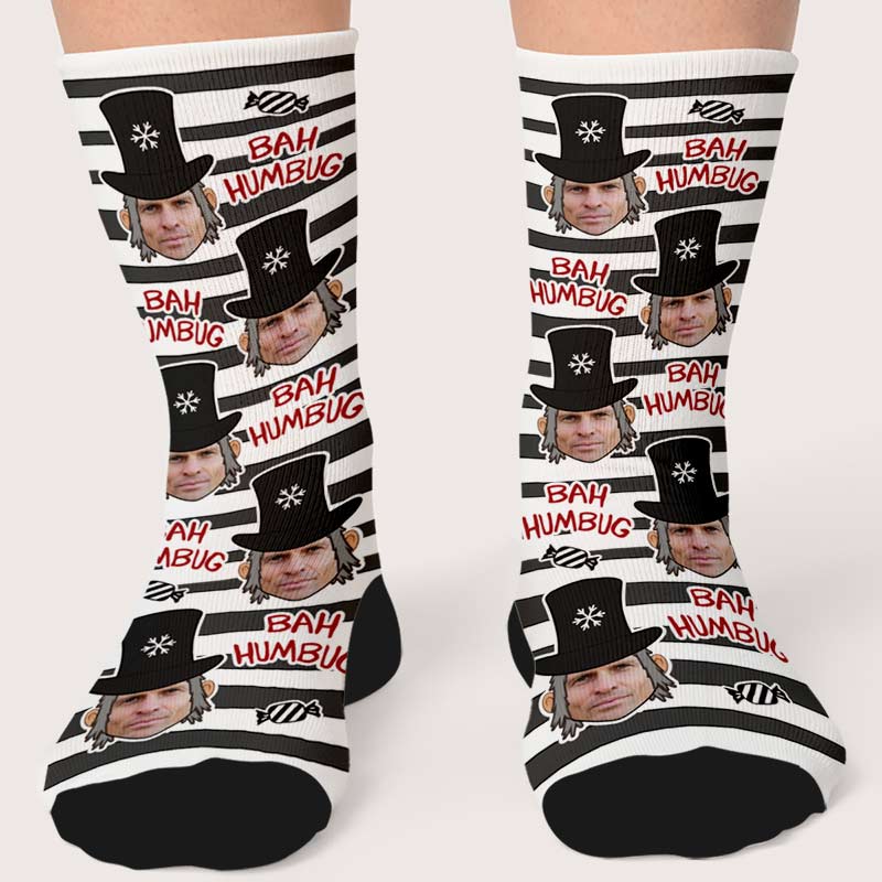 Personalised Photo Upload Bah Humbug Socks
