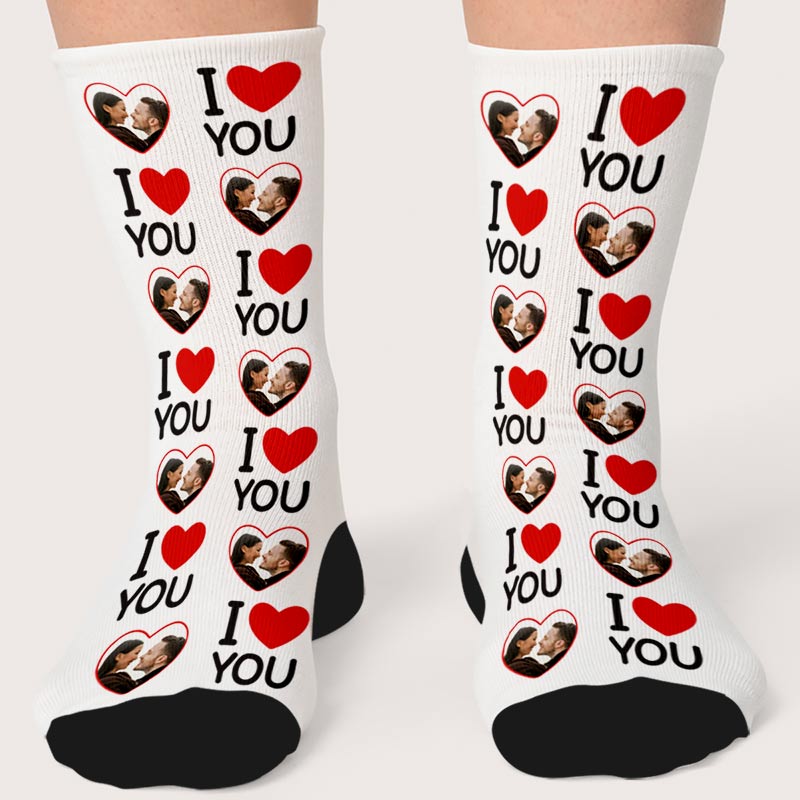 Personalised I Love You Photo Socks