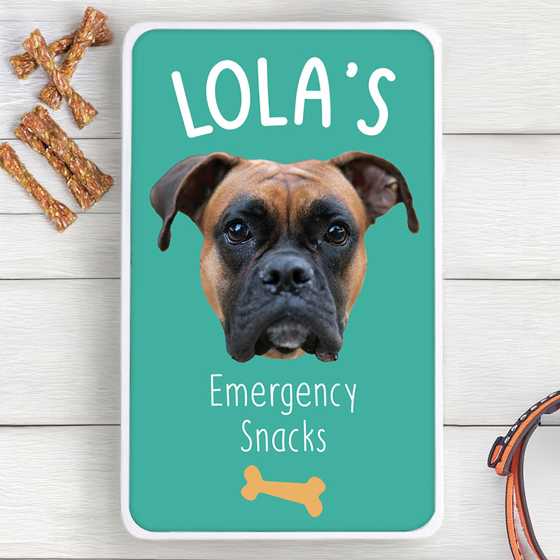 Personalised Dog Face Photo Emergency Snacks Tin
