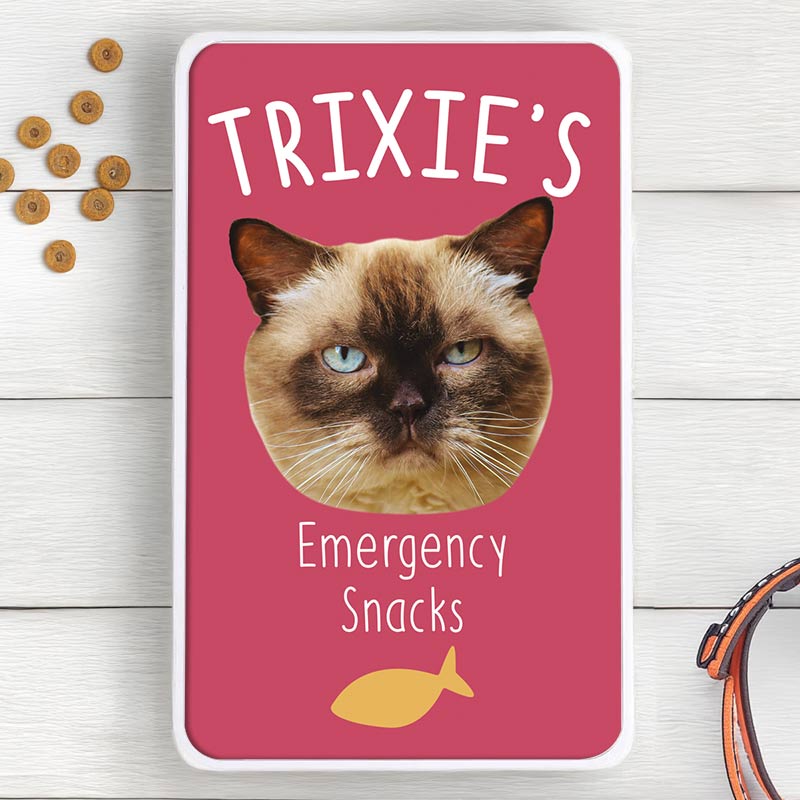 Photo Cutout Cat Face Emergency Snacks Tin