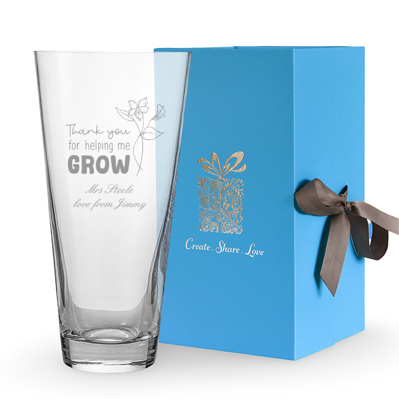Personalised Conical Vase - Thank You For Helping Me Grow