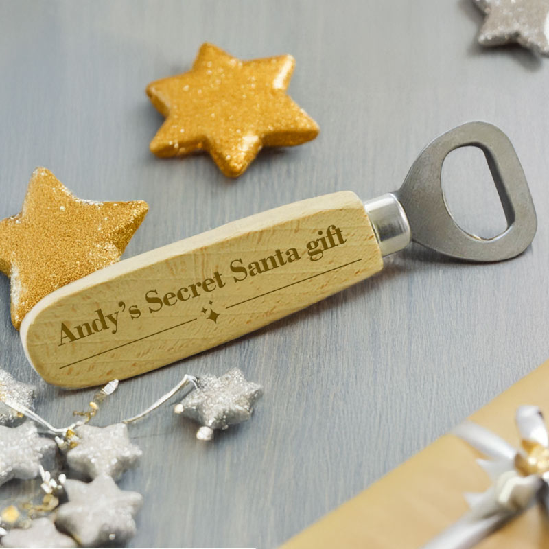 Personalised Secret Santa Wooden Bottle Opener
